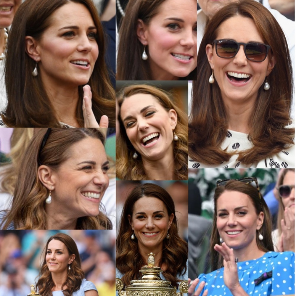Kate Middleton Gold Hoop with Large Pearl Earrings, Handmade Replicas - Picture 2 of 12